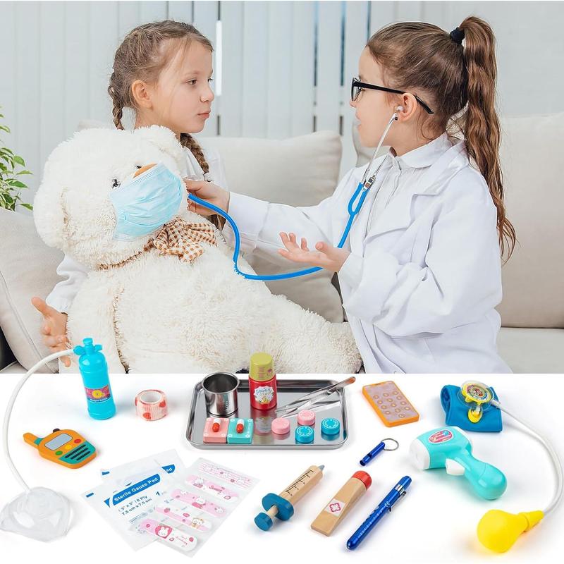 Sundaymot Doctor Kit for Kids, 34 Pcs Pretend Playset for Toddlers, Doctor kit for Toddlers 3-5, with Medical Bag, Stethoscope and Other Accessories, for Boys and Girls Fun Role Playing Game