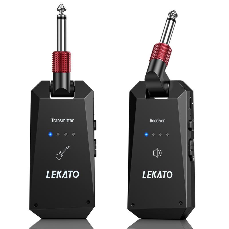 LEKATO WS-90 5.8GHz Rechargeable Wireless Guitar System, 4 Channels Wireless Guitar Transmitter Receiver, 8H Working Time,  Guitar Wireless System for Electric Guitar Bass, Music Lovers Boys Girls Friends Gift