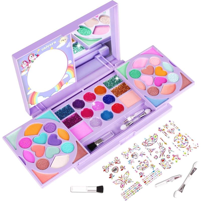 KIDCHEER Kids Makeup Kit for Girls Princess Real Washable Cosmetic 3+ Year Old Girl Birthday Gifts Pretend Play Toys for Girls 4-6, 6-8, 8-10 with Mirror - Non Toxic