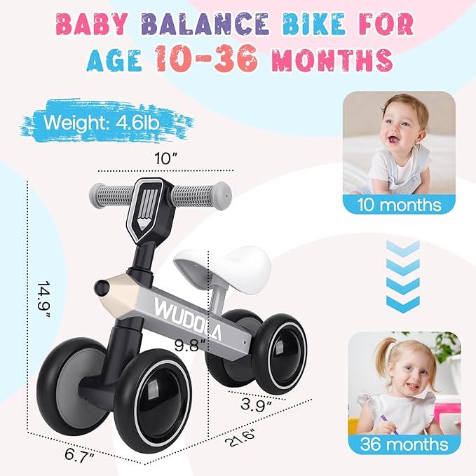 Wudola Baby Balance Bike(10-36 Months)  - No Pedal, Silent Wheels, Soft Seat, ​Promoting Baby Sport - Perfect Birthday Gift for Toddler Boys and Girls