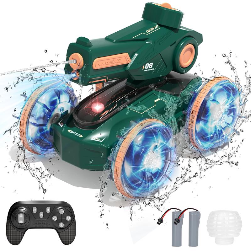 Amphibious RC Car + Shot Toy, RC Stunt Car with Lights, 4WD, 360° Rotation，Pool Toys for Kids，Water Pool Toys Waterproof 4WD RC Car Boat，Remote Control Car，Cool Outdoor Summer Beach Pool Toy