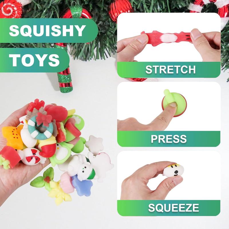 32pcs Christmas Mochi Squishy Toys,Party Favors Bulk for Kids,Cute Squishy Goodie Bag Gifts,Christmas Treat Bag Classroom Prizes for Kids