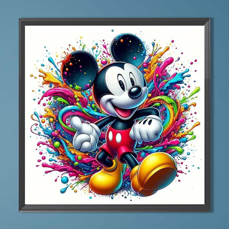 Mickey Mouse Pattern Diamond Arts Colorful Painting Kit without Frame, DIY 5D Diamond Arts Crafts for Bedroom Wall Decor