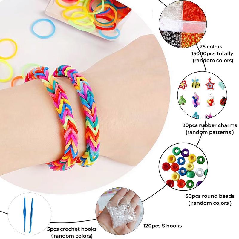 15000Pcs+ Rubber Band Bracelet Kit Loom Bracelet Making Kit Jewelry Art Craft Supplies for Kids Friendship Bracelet Girls Christmast Birthday Gift