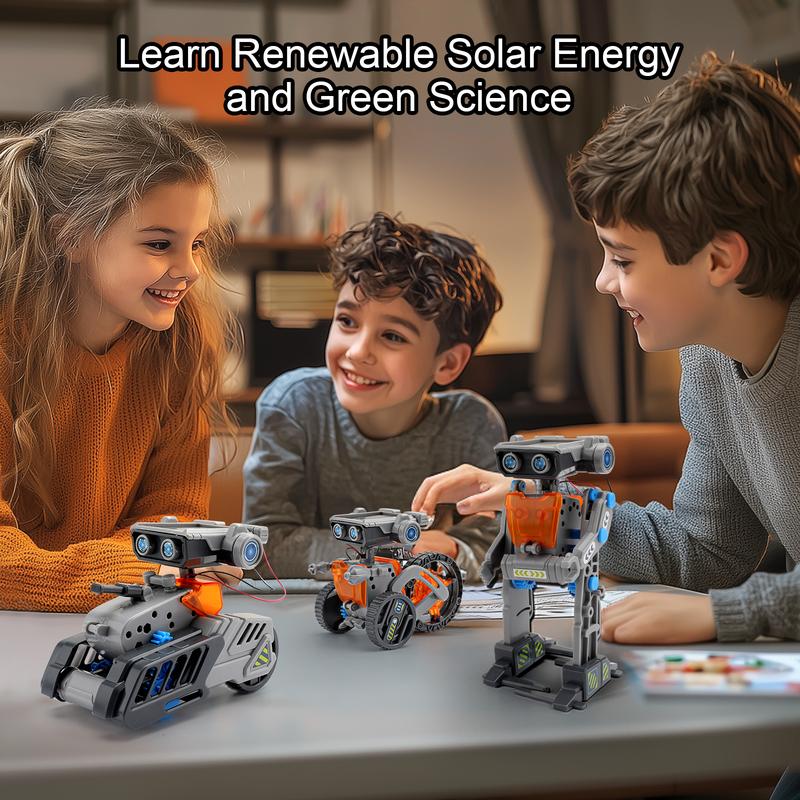 Sillbird STEM 15-in-1 Solar Robots Toys for Boys Age 8-13, Solar or Battery Dual Power Drive DIY Building Science Education Kits, Birthday Gifts for Boys and Girls Aged 8 9 10 11 12 13 14 Years Old