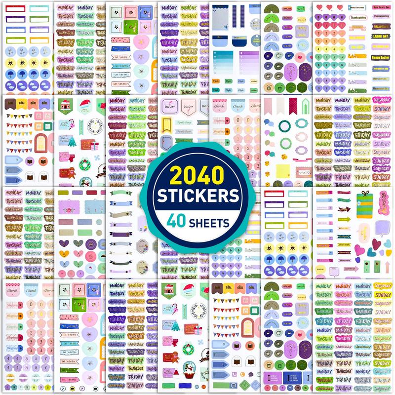 40 Sheets Planner Themed Decorative Sticker, Creative Sticker For DIY Scrapbook Craft