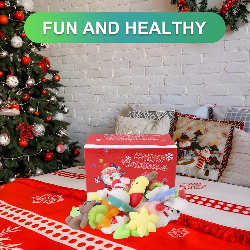 32pcs Christmas Mochi Squishy Toys,Party Favors Bulk for Kids,Cute Squishy Goodie Bag Gifts,Christmas Treat Bag Classroom Prizes for Kids