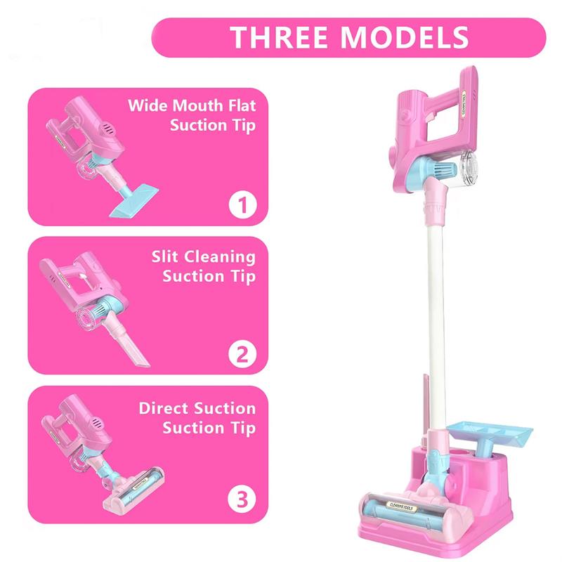 3 in 1 Household Kids Cartoon Vacuum Cleaner,Articles  for Nurturing Children's Interest in Imitating Cleaning and Performing Laborfor Children 3+.Toddler Toy Vacuum Cleaner, Cleaning Set for Ages 3+ ,With Music, Lights ，pink christmas decorations