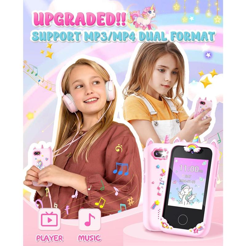 Kids Smart Phone Gifts for Girls Age 6-8 with Camera Christmas Stocking Stuffers for Kids Toy for Age 3 4 5 7 6 8 10 Year Old Birthday Gift Ideas with 8G SD Card (Pink)