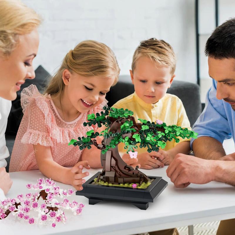 Cherry Blossom Flowers Building Set - 4 Seasons Bonsai Tree Building Block Toy 584PCS, Botanical Collection DIY Plant Home Office Decor for Adults Teens Kids 6+