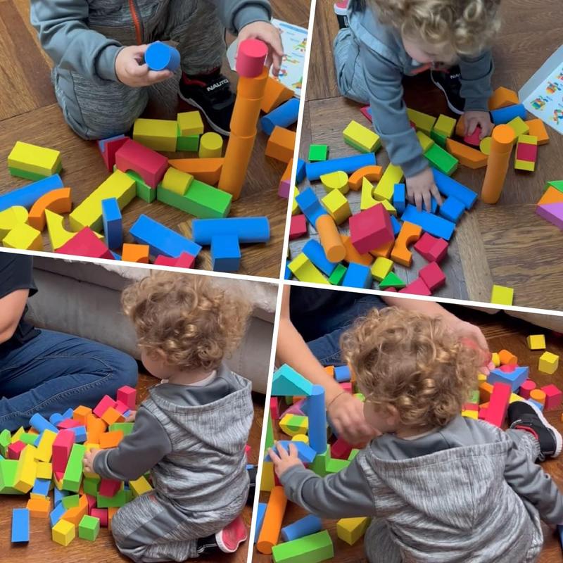 Foam Building Blocks for Toddlers 2-4, 41 Pieces Soft Stacking Blocks, Foam Toy Set, Early Learning Construction Toys & Gifts for Kids, Boys & Girls