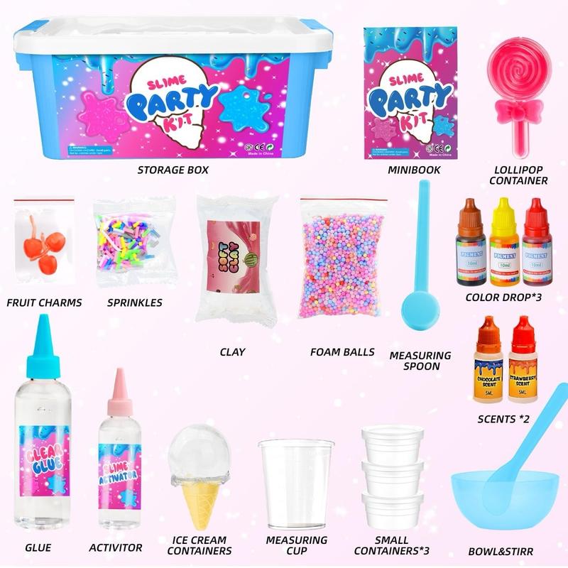 Ice Cream Candy Mini Slime Kit,Can Making Butter Slime,Foam Balls Slime, Party Favors for Kids,Stress Relief Toys,for Girls Boys 6-12