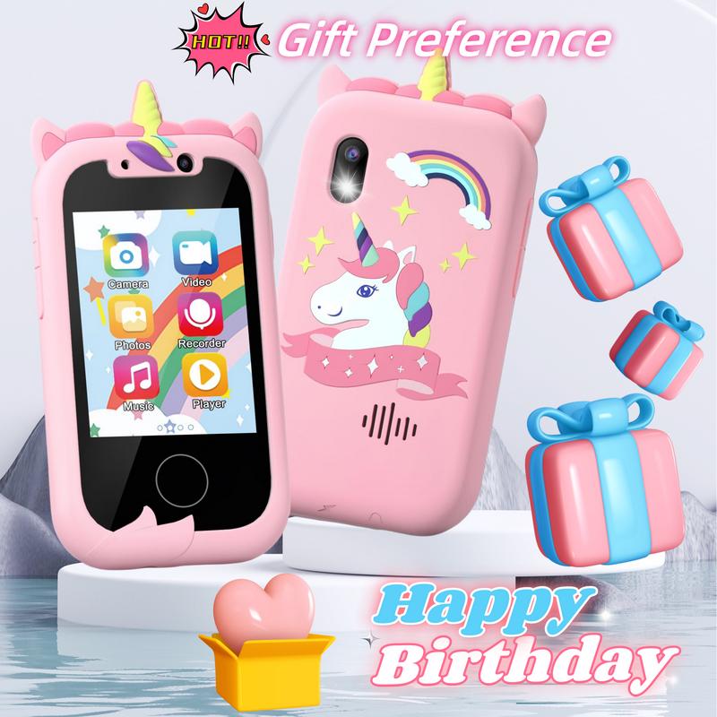 Smartphone Unicorn Gift Girl's Toy 8-10 Year Old Phone Touchscreen Learning Toy Christmas Birthday Gift Suitable for 3 4 5 6 7 8 9 Year Old Girls, Comes with SD Card