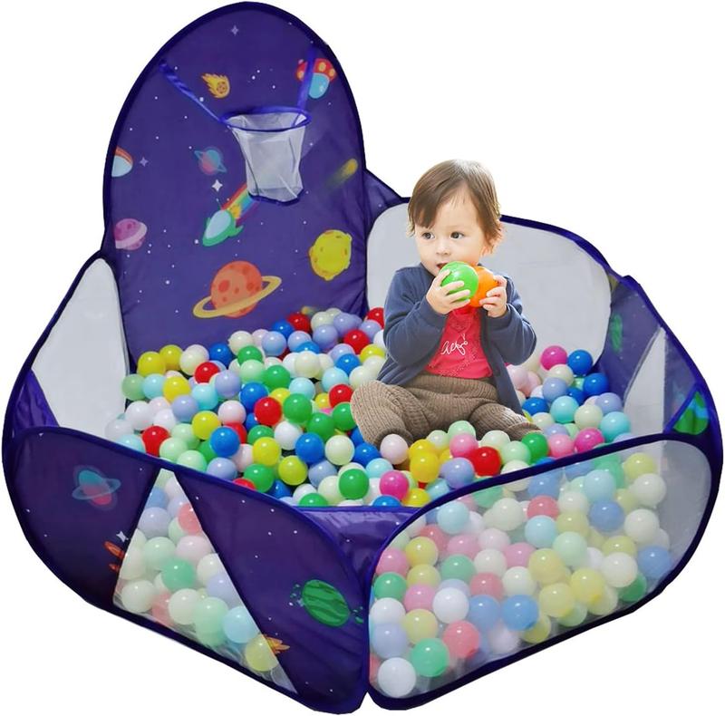 Christmas gift  Kids Ball Pit, Pop Up Children Play Tent, Toddler Ball Pool Baby Crawl Playpen with Basketball Hoop, Portable Toys for Girls Boys, 4 ft   120 cm, Balls Not Included, Spaceship