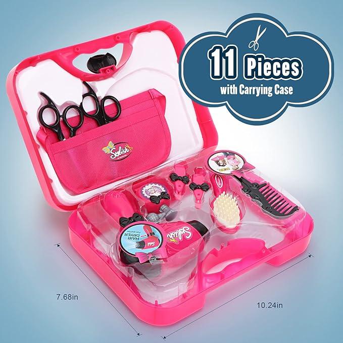 NEOBIOO Girls Beauty Salon Set Gifts with Dryer,Barber Apron,Scissors and Dress Up Stylist and Styling Accessories