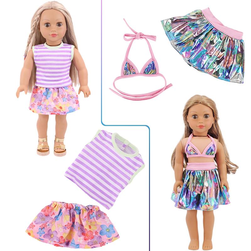 10 Sets American 18 Inch Doll Clothes and Accessories include Doll Clothing Dress Fit for 18 inch Dolls ( No Doll )