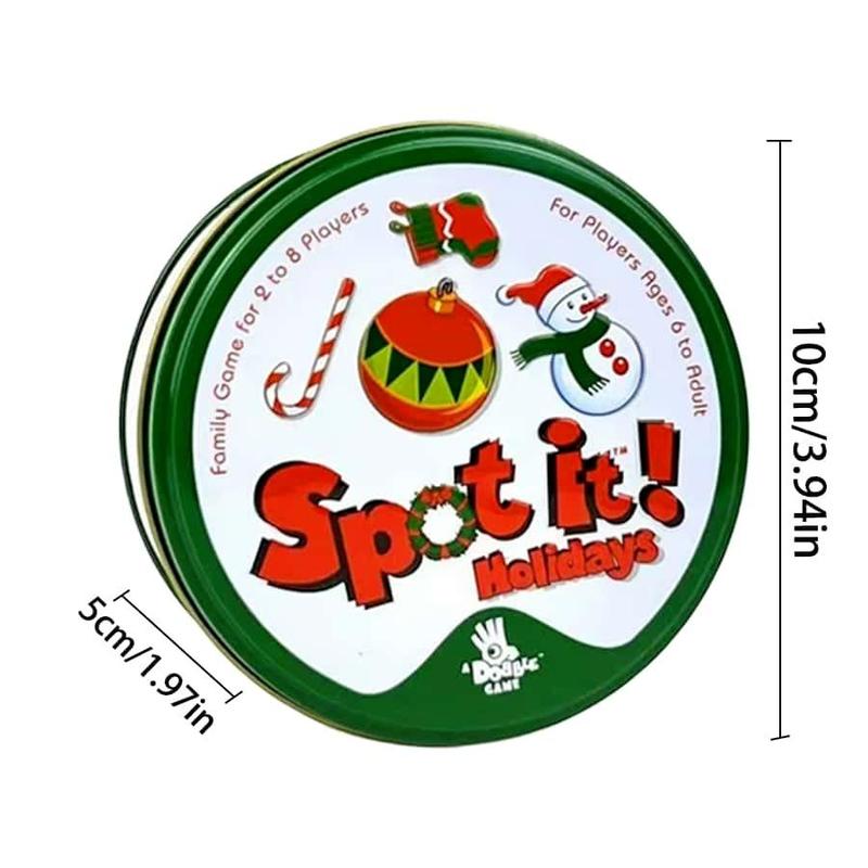 Holiday Spot It Card Game, 1 Box Funny Christmas Themed Cardstock, Fast-paced Observation Game for  2-8 Players