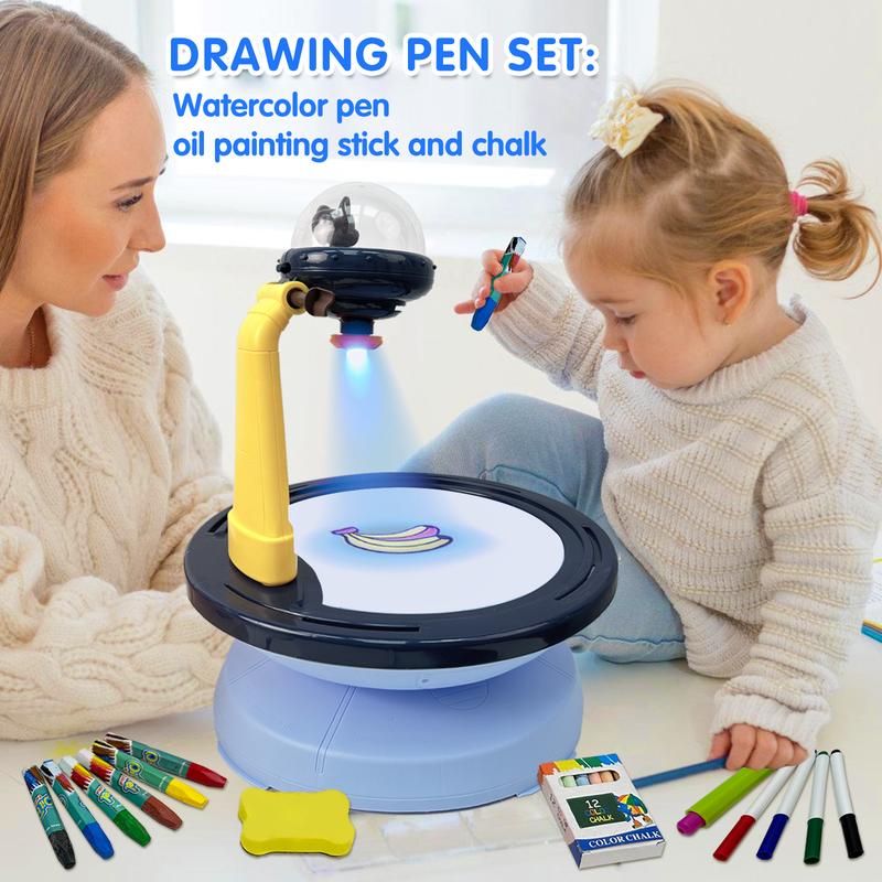 Projector Table for Kids 3 4 5 6 7- Arts&Crafts Preschool Drawing & Writing Doodle Board with 24 Stencils