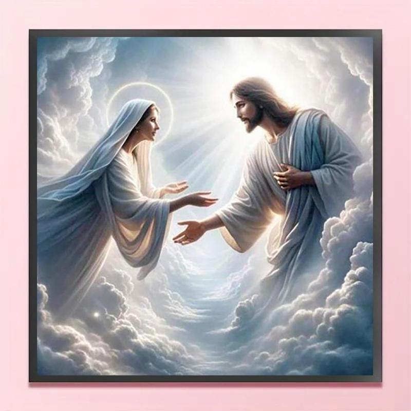 Jesus & Mary Pattern DIY Decorative Art Picture without Frame, 5D DIY Full Round Drill Diamond Arts Colorful Painting , Wall Art Decoration for Home