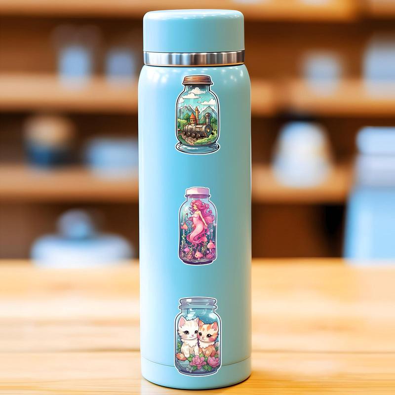 Unique Creative Bottle Pattern Stickers, 55pcs set Cartoon Stickers, Aesthetics Stickers For Scrapbooking & Journal Making