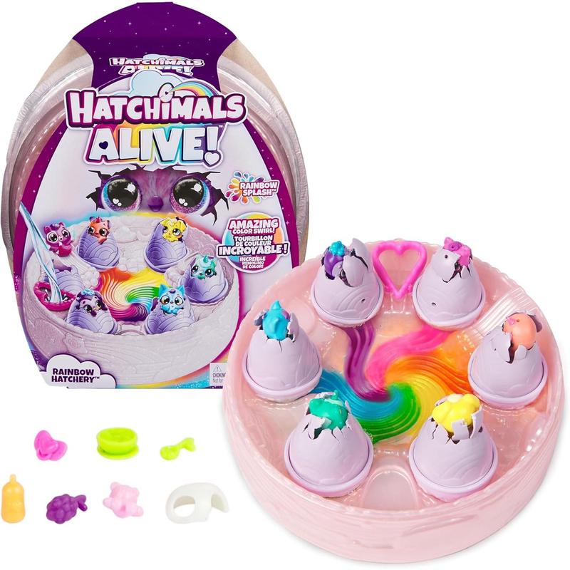 Hatchimals Alive, Rainbow Hatchery Toy with 6 Mini Figures in Color Reveal Eggs & 10+ Accessories, Kids Toys for Girls & Boys Ages 3+