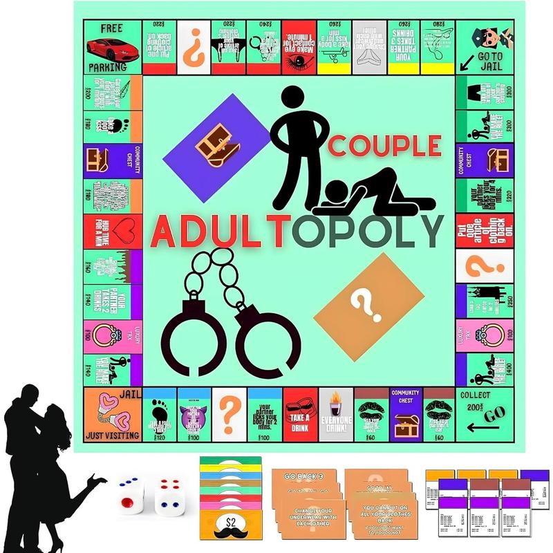 Adultopoly Board Game, Couple Piles Card Game, Board Games for Adult, Adult Monopoly Interactive Fun Games, Couples to Warm Up Their Relationship