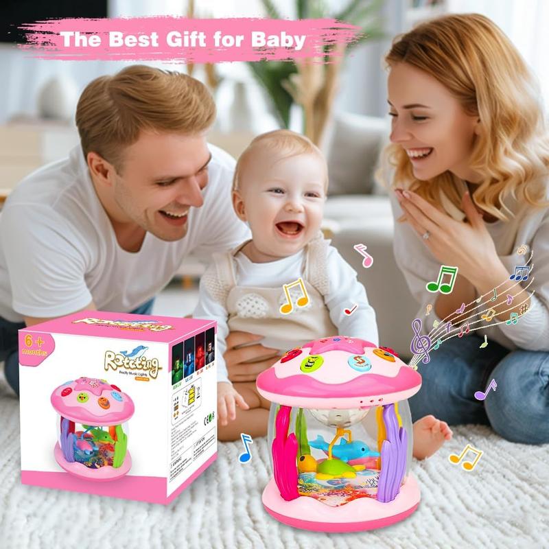 Ocean Rotating Light up Musical Toy for Girls Boys - Pink Musical Learning Toys for Kids - Birthday, New Years, Holiday Gifts