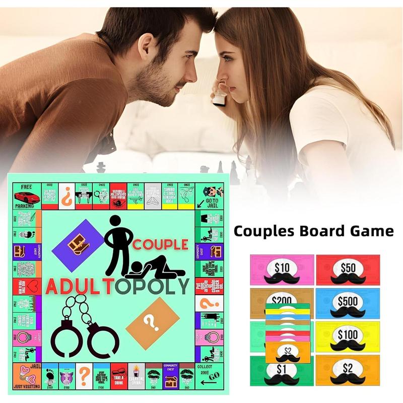 Adultopoly Board Game, Couple Piles Card Game, Board Games for Adult, Adult Monopoly Interactive Fun Games, Couples to Warm Up Their Relationship