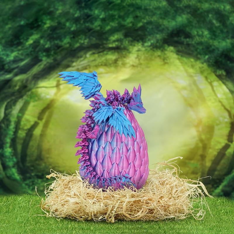 Flying Dragon Eggs, 3D Printed Dragon Egg with Articulated Dragon Inside, Toys for Kids, Home Decor, Creative Ornaments, Birthday Gifts for Kids, Easter Gifts, Mysterious Purple