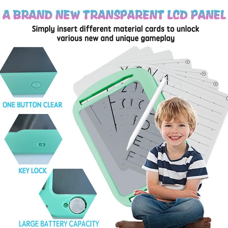 Doodle Board with Transparent Screen and Learning Card,8.5 lnch for 345678+ kids,Travel essentials,learning machine,Great Gifts,LCD Writing Tablet