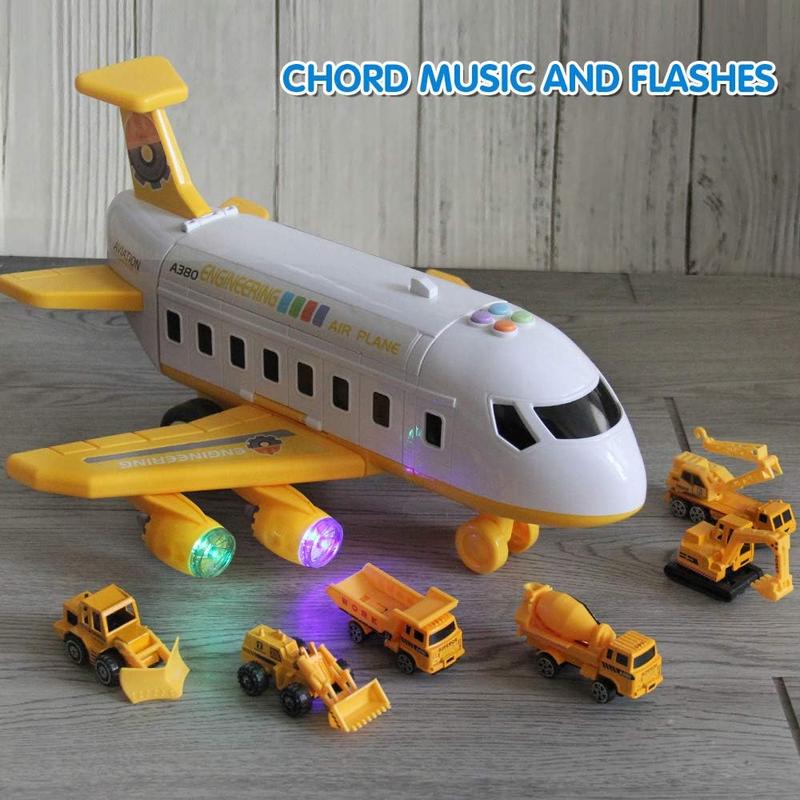 25 Pack Transport Construction Airplane Toy Play Vehicles Set for Kids Gifts, with 6 Construction Die-cast Toy Truck, 11 Road Signs-Suitable for 3 4 5 6 Year Old Boys and Girls