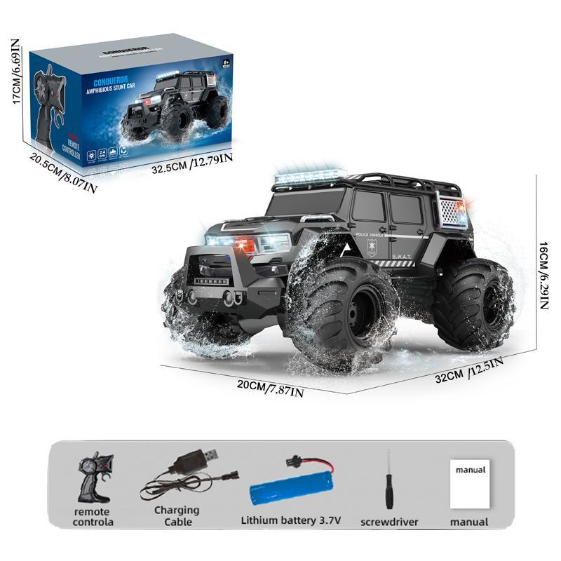 Remote Control Amphibious Off-road Vehicle, Cool Light & Sound Effect Remote Control Car, Rechargeable Electric Vehicle Toy for Adults