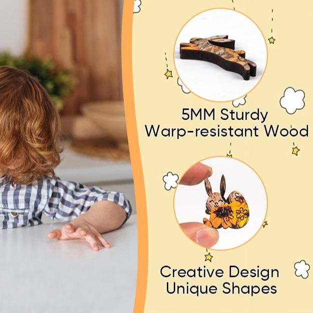 Rabbit & Mushroom Mys Aurora Wooden Jigsaw Puzzle 80 200 300 500 Pcs Unique Shape Wood Box Packing Creative Gift for Adults and Kids Fun Challenging Family Game for Parents Grandparents Brainstorm