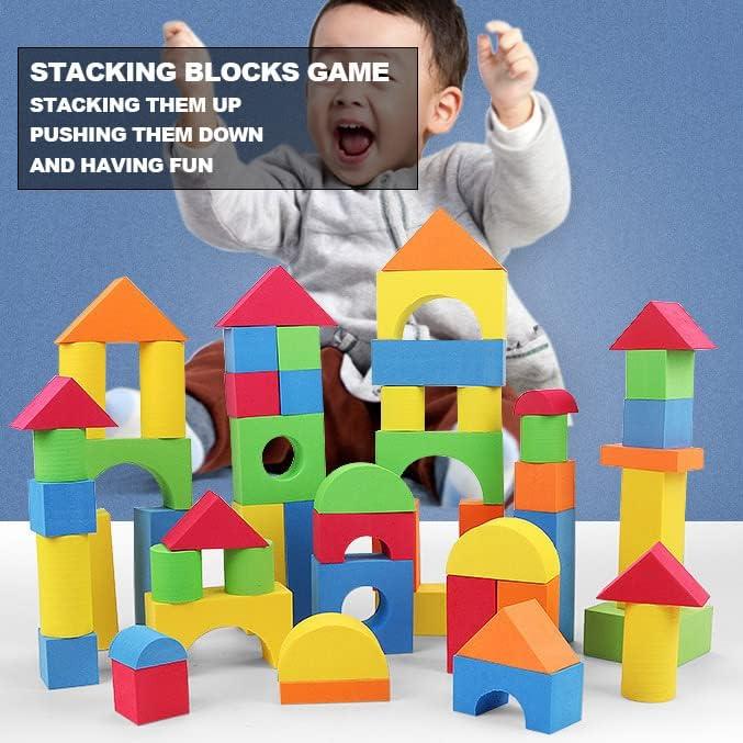 Foam Building Blocks for Toddlers 2-4, 41 Pieces Soft Stacking Blocks, Foam Toy Set, Early Learning Construction Toys & Gifts for Kids, Boys & Girls