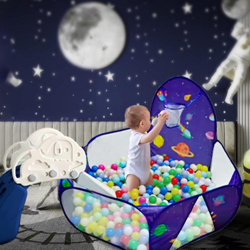 Christmas gift  Kids Ball Pit, Pop Up Children Play Tent, Toddler Ball Pool Baby Crawl Playpen with Basketball Hoop, Portable Toys for Girls Boys, 4 ft   120 cm, Balls Not Included, Spaceship