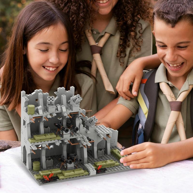 WW2 Military Base Bunker Trench Building Blocks, Compatible with  Military Base Sets, Army Toy with Cannon, Military Bunker, Gift for Kid 8 9 10 11 12 13 14 Years Old