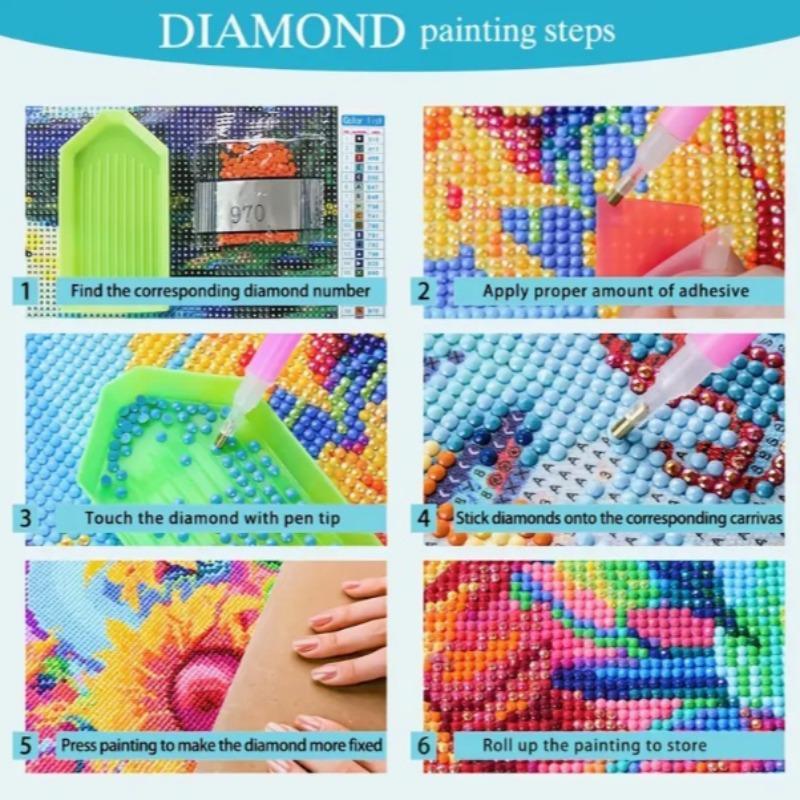 Dreamy Rainbow & Moon Pattern Diamond Drawing Kit, 1 Set DIY Diamond Drawing Beginner Kit, Wall Art Home Decor for Living Room Bedroom