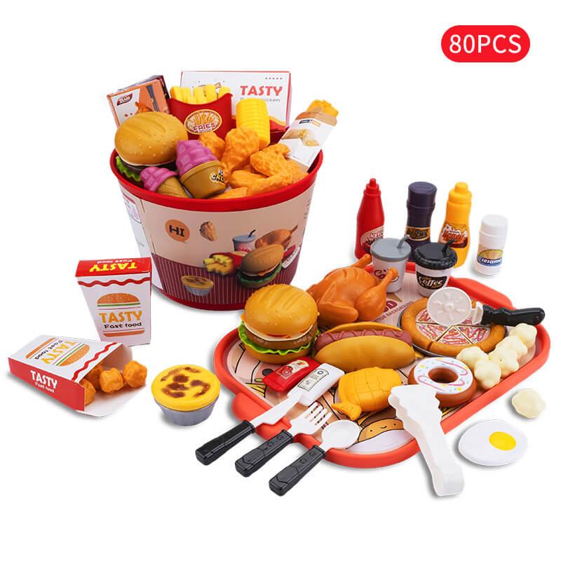 Hamburger Play Set 80Pcs Pretend Play Toys For Kids playfood