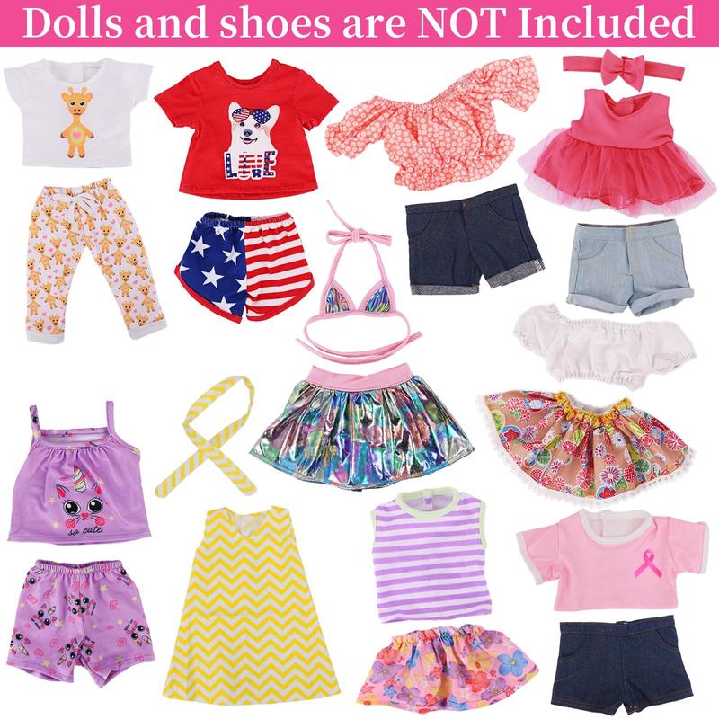 10 Sets American 18 Inch Doll Clothes and Accessories include Doll Clothing Dress Fit for 18 inch Dolls ( No Doll )