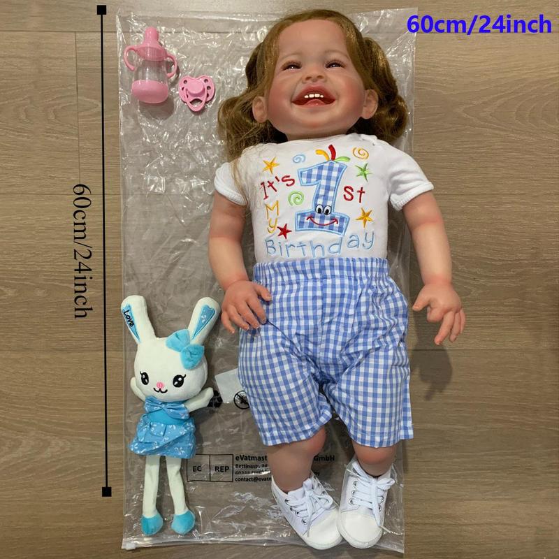 Realistic Reborn Baby Girl Doll Toy, Cute Girl Doll with 3D Skin and Vascular Vein, Soft Silicone Newborn Bebe Toy