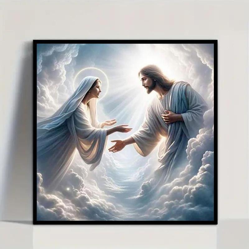 Jesus & Mary Pattern DIY Decorative Art Picture without Frame, 5D DIY Full Round Drill Diamond Arts Colorful Painting , Wall Art Decoration for Home