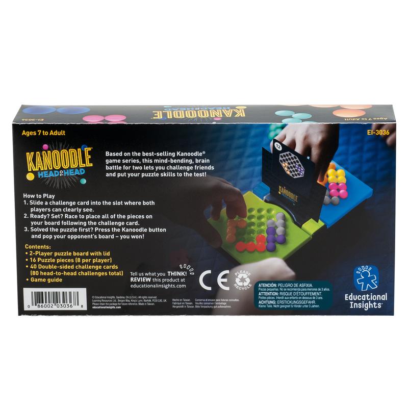 Educational Insights Kanoodle Head-to-Head Puzzle for 2 Players, Brain Teaser Game for Kids, Teens and Adults, Featuring 80 Challenges, Stocking Stuffer, Gift for Ages 7+