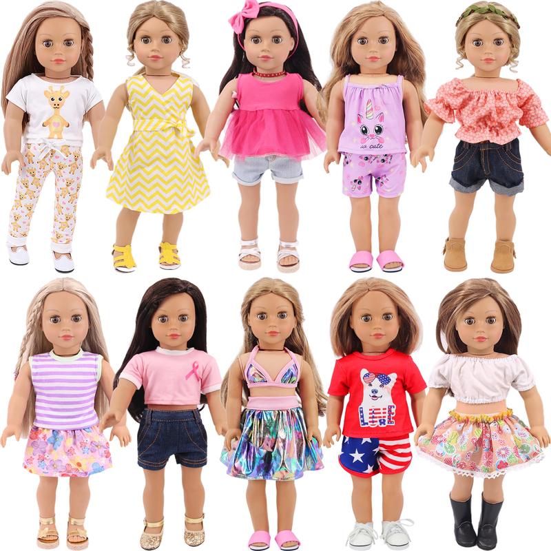 10 Sets American 18 Inch Doll Clothes and Accessories include Doll Clothing Dress Fit for 18 inch Dolls ( No Doll )