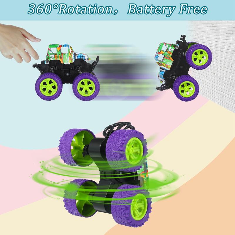 4 Pack Friction Powered Monster Trucks Toys,Push and Go Friction Powered Cars Vehicles Toys