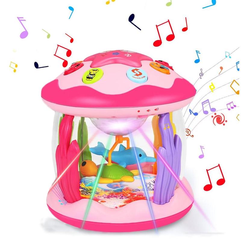 Ocean Rotating Light up Musical Toy for Girls Boys - Pink Musical Learning Toys for Kids - Birthday, New Years, Holiday Gifts