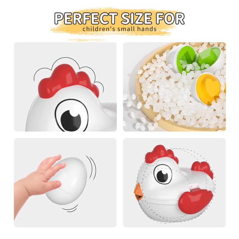 Chicken Easter Eggs Toys Color Matching Game Shape Sorter with 6 Toy Eggs, Fine Motor Skills Sensory Toys, Montessori Educational Boys Girls