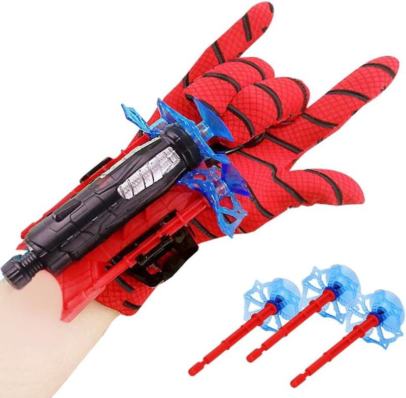 Spider Web Shooter with Gloves, Wrist Launcher Costume Toy, Superheroes Cosplay Action Figure Gift for Kids