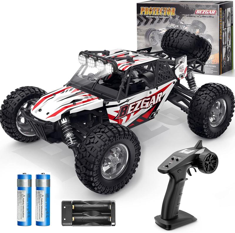 BEZGAR HB121 Hobby Grade 1:12 Scale Beginner RC Trucks, 4WD High Speed 42 Km h, All Terrains Electric Toy, Off Road Sand Rall Buggy RC Truck with Rechargeable Batteries Gift Set for age 4+