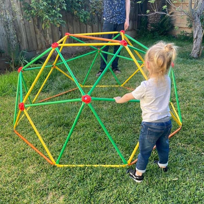 10ft Geometric Dome Climber Play Center, Kids Climbing Dome Tower with Hammock, Rust & UV Resistant Steel Supporting 1000 LBS