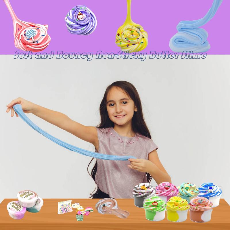 Slime Set Butter Slime Kit 24 Packed Two-Toned Scented Containers, Assorted Colors and Designs，Soft and Bouncy Non-Sticky Slime Party Gifts for Girls and Boys